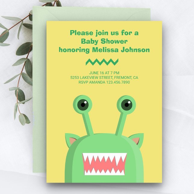 Cute Funny Monster Baby Shower Inbjudningar (Skapare uppladdad)