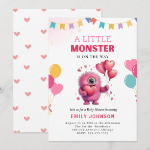 Cute Funny Monster Baby Shower Inbjudningar