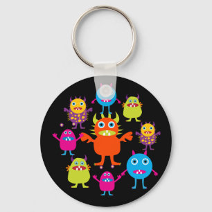 Cute Funny Monster Party Kreator in Circle Nyckelring