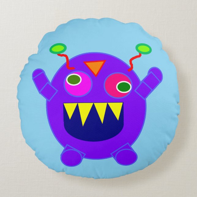 CUTE FUNNY MONSTER PILLOW RUND KUDDE (Framsidan)