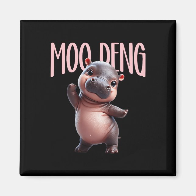 Cute Funny Moo-deng Ba Magnet (Framsidan)