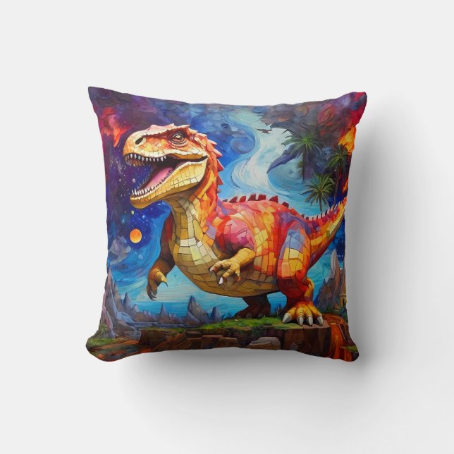 Cute Funny Mosaic Dinosaurs cushion-kuddar inställ Kudde (Framsida)
