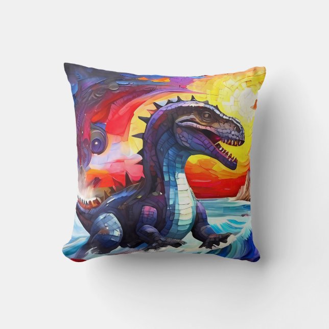 Cute Funny Mosaic Dinosaurs-kuddeset Kudde (Framsida)