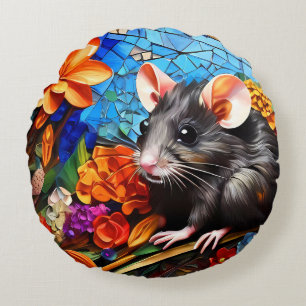 Cute Funny Mosaic Mice cushion-kuddar Rund Kudde