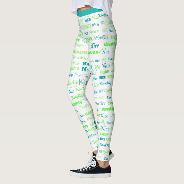 Cute Funny Naughty God Jul Helgdag Yoga Leggings (Vänster)