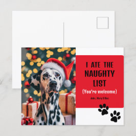 Cute Funny Naughy List Pet Photo Jul Red Vykort