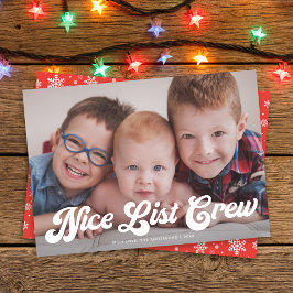 Cute Funny Nice List Crew God jul 1-foto Julkort