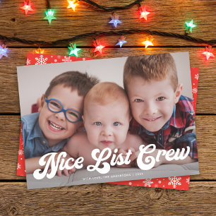 Cute Funny Nice List Crew God jul 1-foto Julkort
