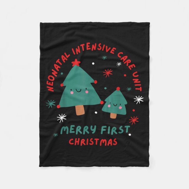 Cute Funny Nicu Merry First Christmas Nurse Crew S Fleecefilt (Framsidan)