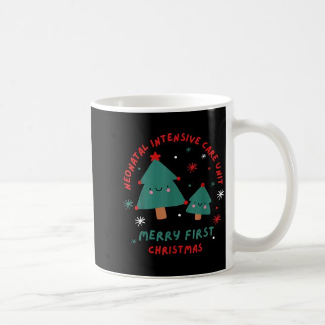 Cute Funny Nicu Merry First Christmas Nurse Crew S Kaffemugg (Höger)