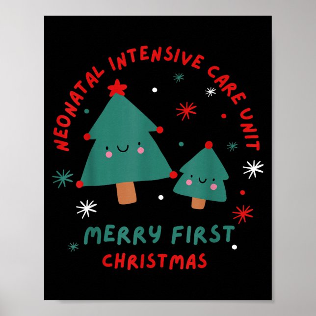 Cute Funny Nicu Merry First Christmas Nurse Crew S Poster (Framsidan)