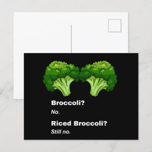 Cute Funny No Broccoli Food Joke Vykort