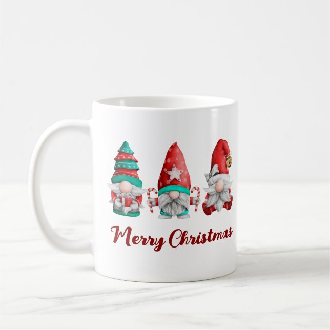 Cute Funny Nordic Gnomes jul Kaffemugg (Vänster)