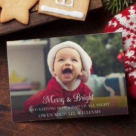 Cute Funny Nyfödd bebis-julmeddelande Inbjudningar
