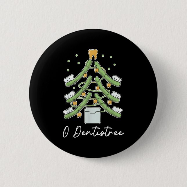 Cute Funny O Dentistree Teeth Brush Christmas Tree Knapp (Framsida)