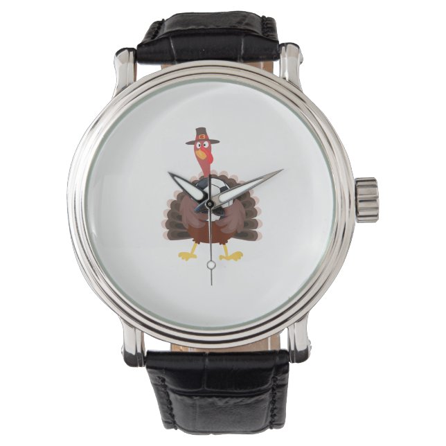 Cute Funny Ocer Thanksgiving Turkey Boys Armbandsur (Framsida)
