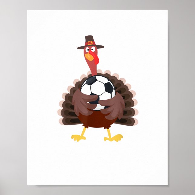 Cute Funny Ocer Thanksgiving Turkey Boys Poster (Framsidan)
