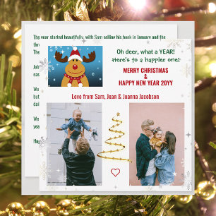 Cute Funny Oh Hjort Rudolph Julafton Träd Brev Fot Julkort
