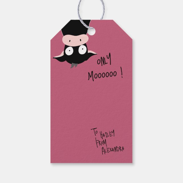 Cute Funny Only Moooooo! Cow Pun  Presentetikett (Baksidan)