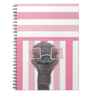 Cute Funny Ostrich med glasögon - Rosa Kimistisk Anteckningsbok