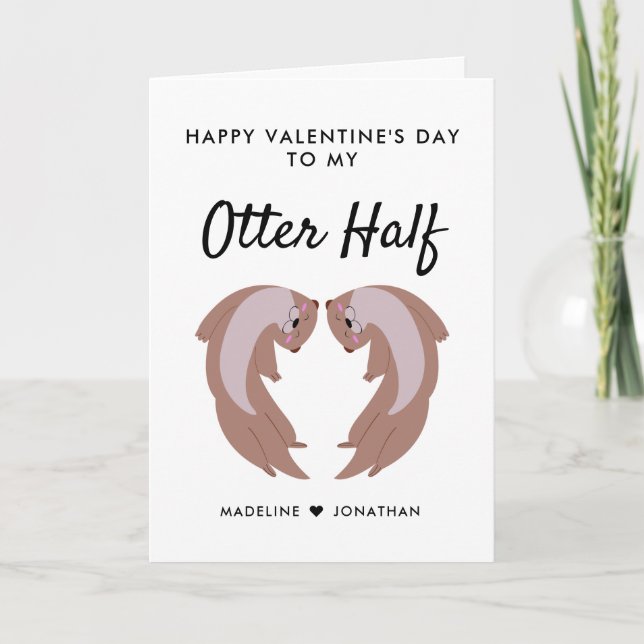 Cute Funny Otter Halva Alla hjärtans dag Helgdag Helgkort (Framsida)