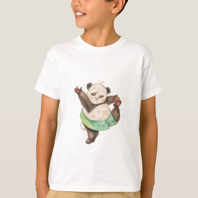 Cute Funny Panda Ballerina Kids T-Shirt (Framsida)