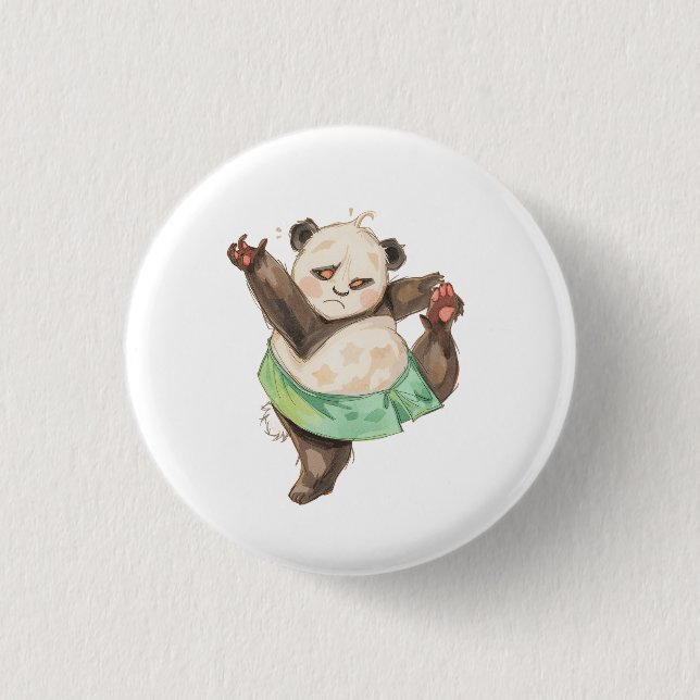 Cute Funny Panda Ballerina Pin Button Badge Knapp (Framsida)