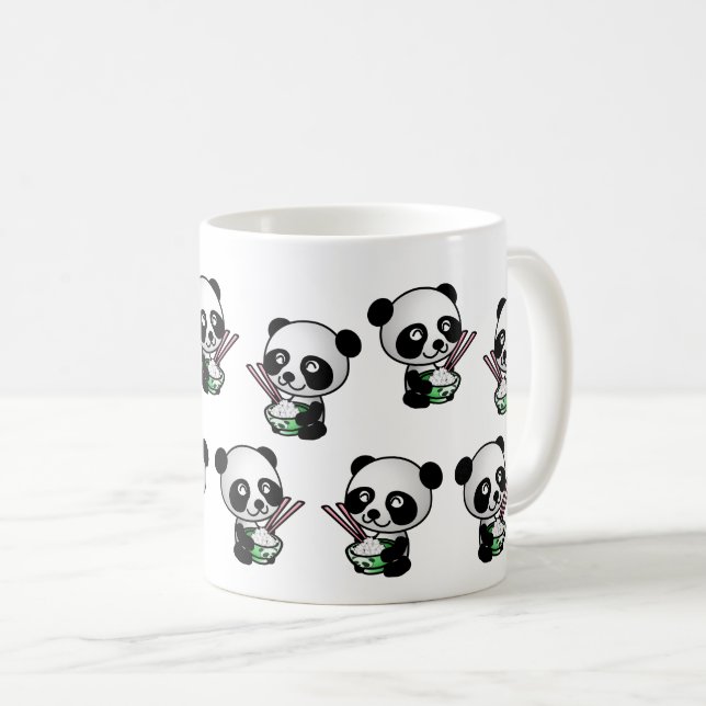 Cute Funny Panda Eating Ris Wildlife Animal Kaffemugg (Framsida höger)