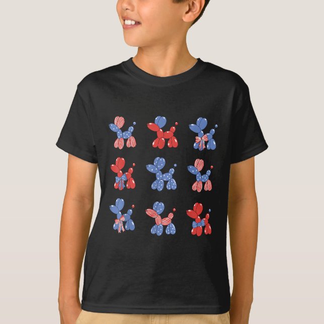 Cute Funny Patriotic Balloon Hund Coquette Bow 4:e T Shirt (Framsida)
