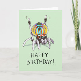 Cute Funny Peacock Spider Grattis på födelsedagen- Kort