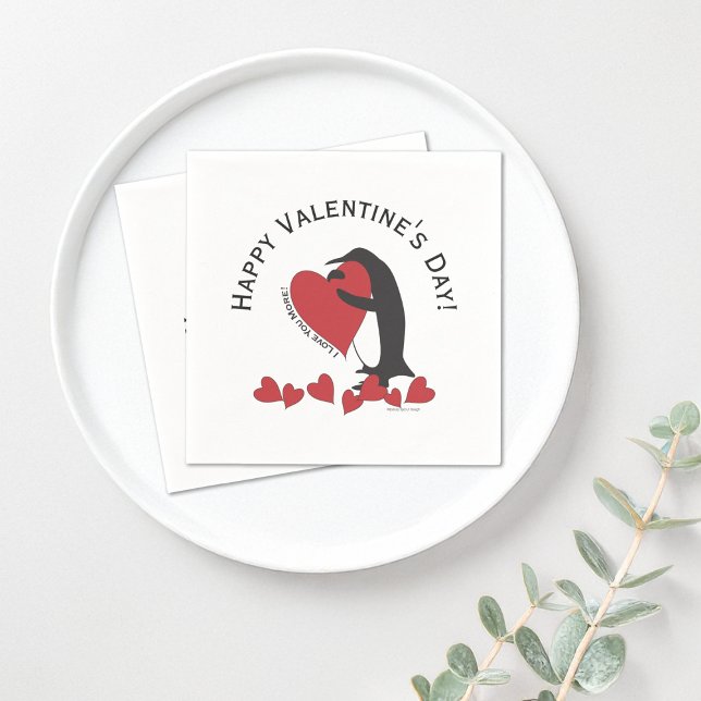Cute Funny Penguin Heart Valentine Papper Pappersservett (Skapare uppladdad)