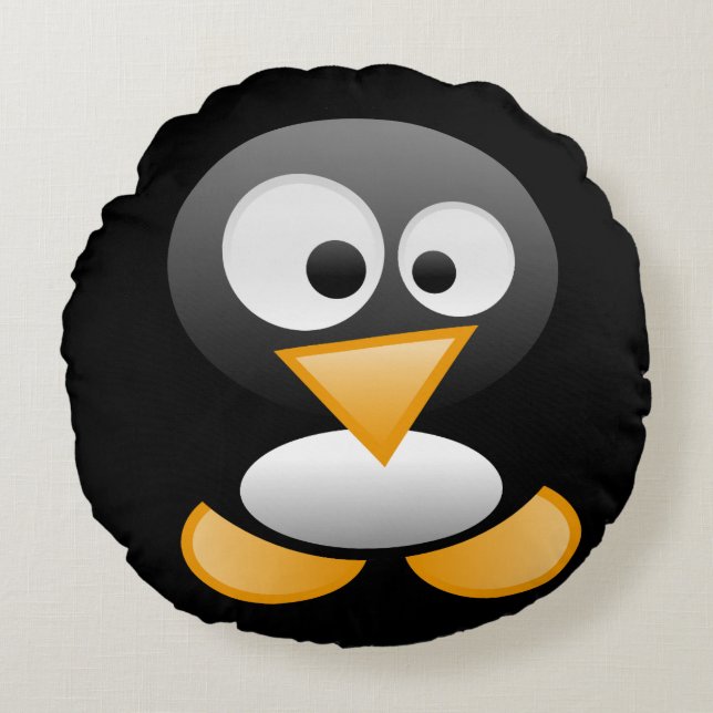 Cute Funny Penguin Monogram Art Rund Kudde (Framsidan)