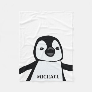 Cute Funny Penguin Nursery Black and white Fleecefilt