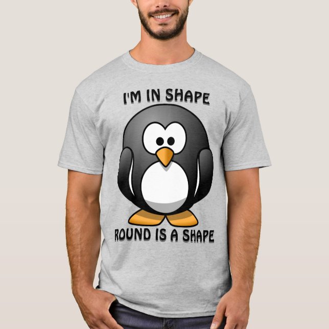 Cute Funny Penguin Round är ett formskämt Tee Shirt (Framsida)