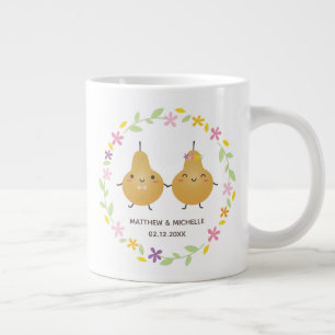 Cute Funny Perfekt Pear Couple Newlywets, ärade Jumbo Mugg