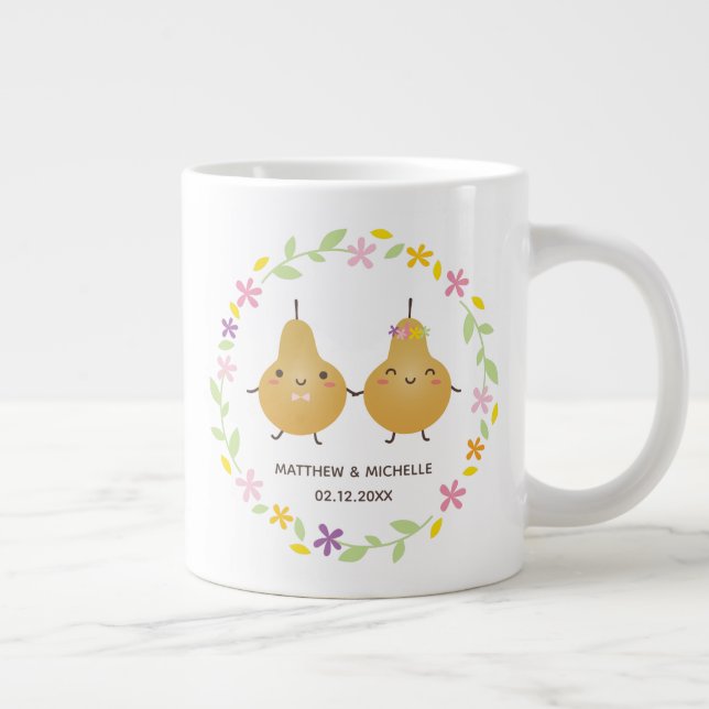 Cute Funny Perfekt Pear Couple Newlywets, ärade Jumbo Mugg (Höger)