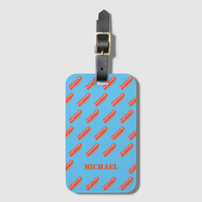 Cute Funny Personlig Bacon Bagagebricka (Framsida vertikal)