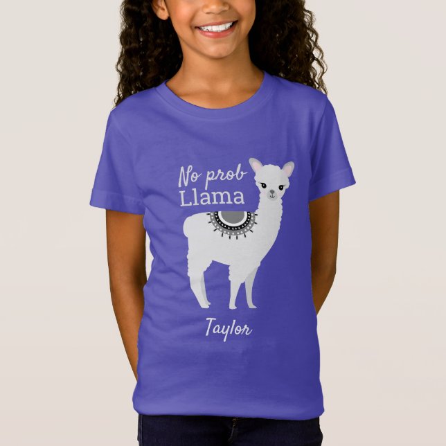 Cute Funny Personlig No Prob llama T Shirt (Framsida)