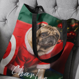 Cute Funny Pet Hund Puppy Photo Namn jul Tygkasse