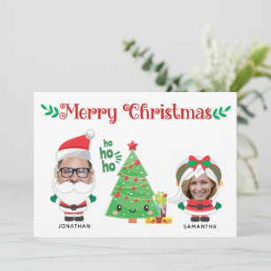 Cute Funny Photo Santa Family God jul Julkort