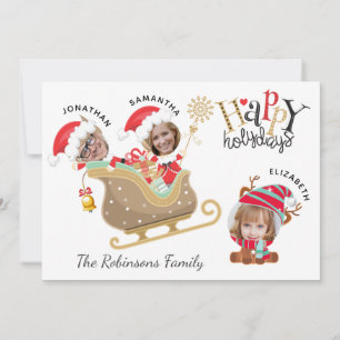 Cute Funny Photo Santa Family Reindeer jul Julkort