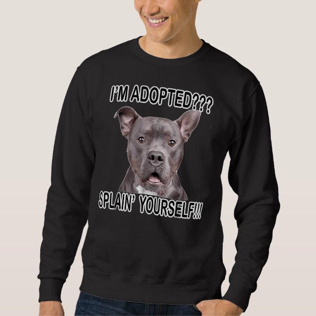Cute Funny Pitbull Hund Lång Ärmad Tröja (Framsida)
