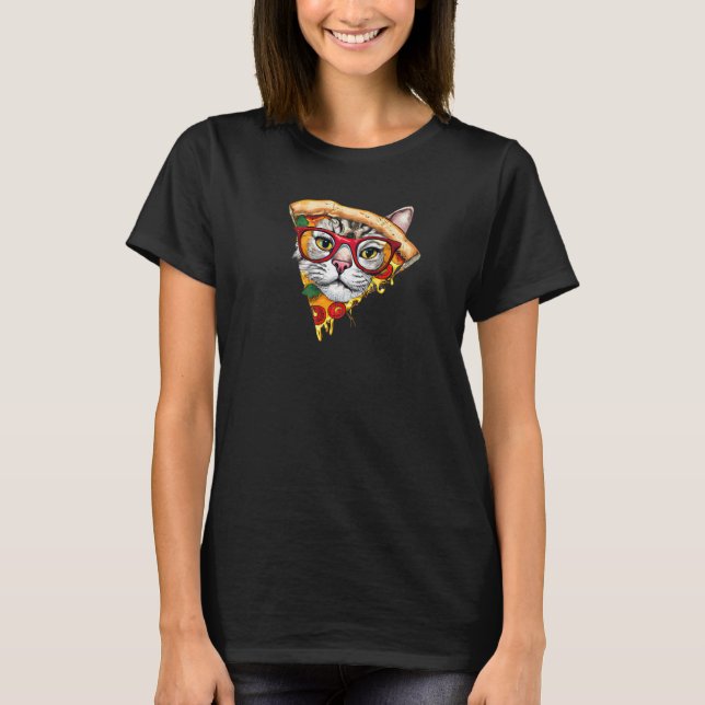 Cute Funny Pizza Cat Premium T Shirt (Framsida)