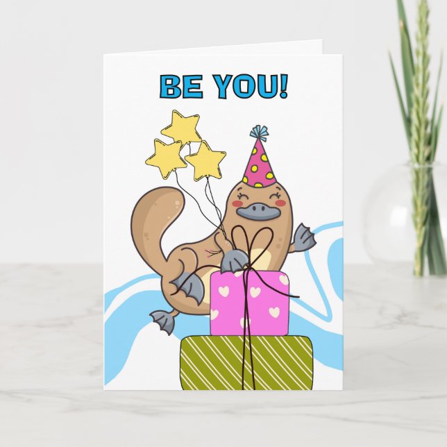 Cute Funny Platypus Birthday BE Konstig Kort (Framsida)