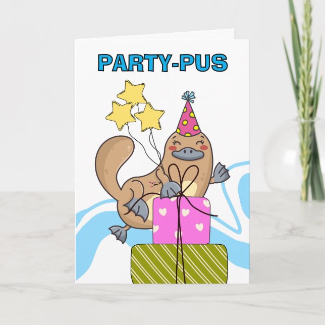 Cute Funny Platypus Birthday Partypus Kort (Framsida)