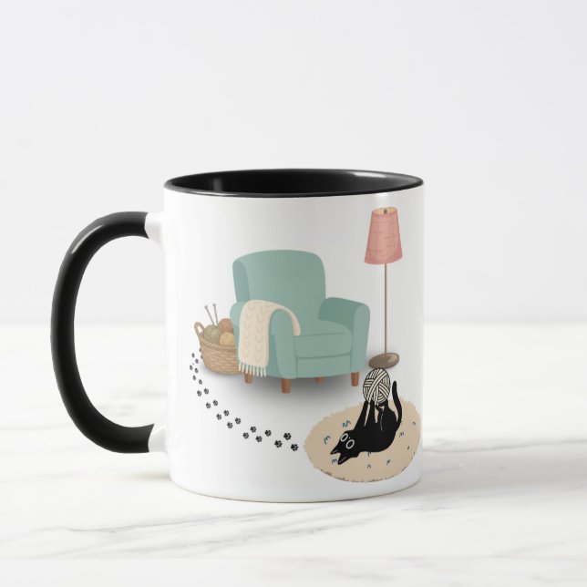 Cute funny playful cat mug mugg (Vänster)