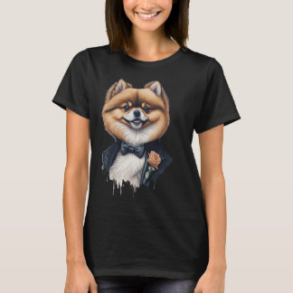 Cute Funny Pommern-Hund med formella kläder T Shirt