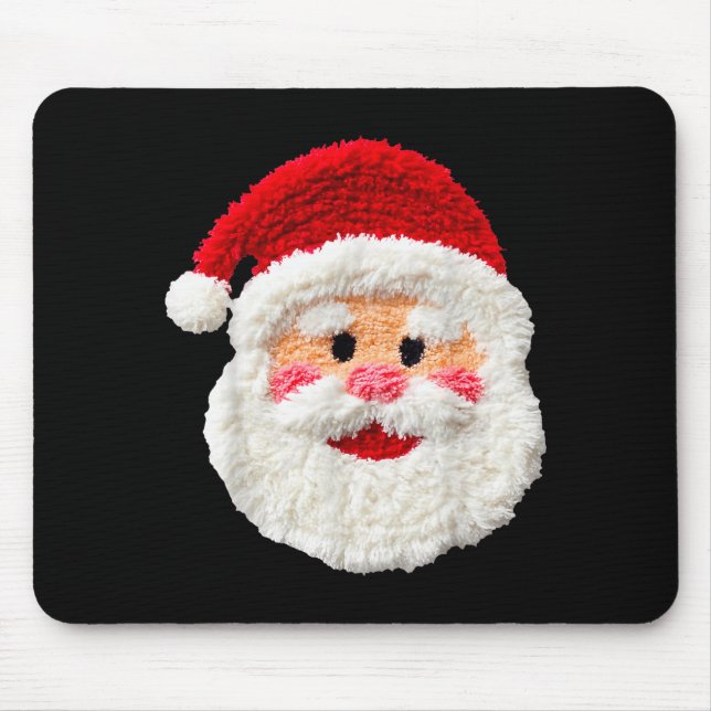 Cute Funny Preppy Faux Yarn Santa Claus Face Merry Musmatta (Framsidan)