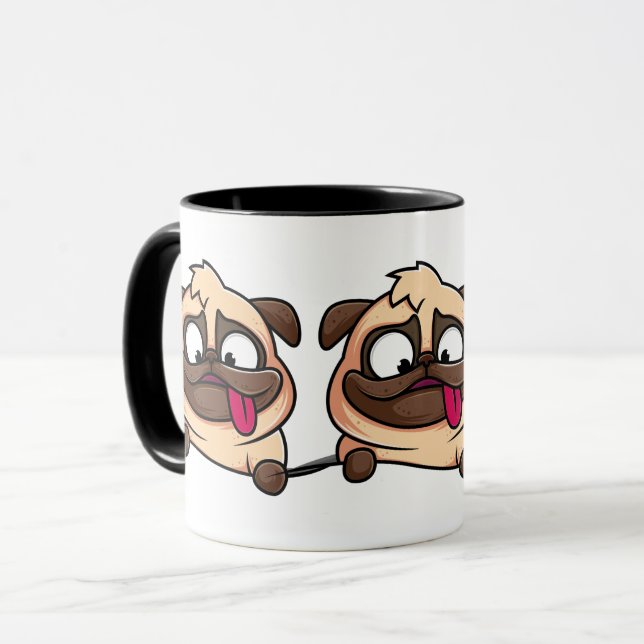 Cute Funny Pug Hund Djurdesign Mugg (Framsida vänster)