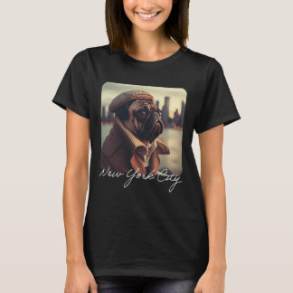 Cute Funny Pug Photo New York City Travel T Shirt